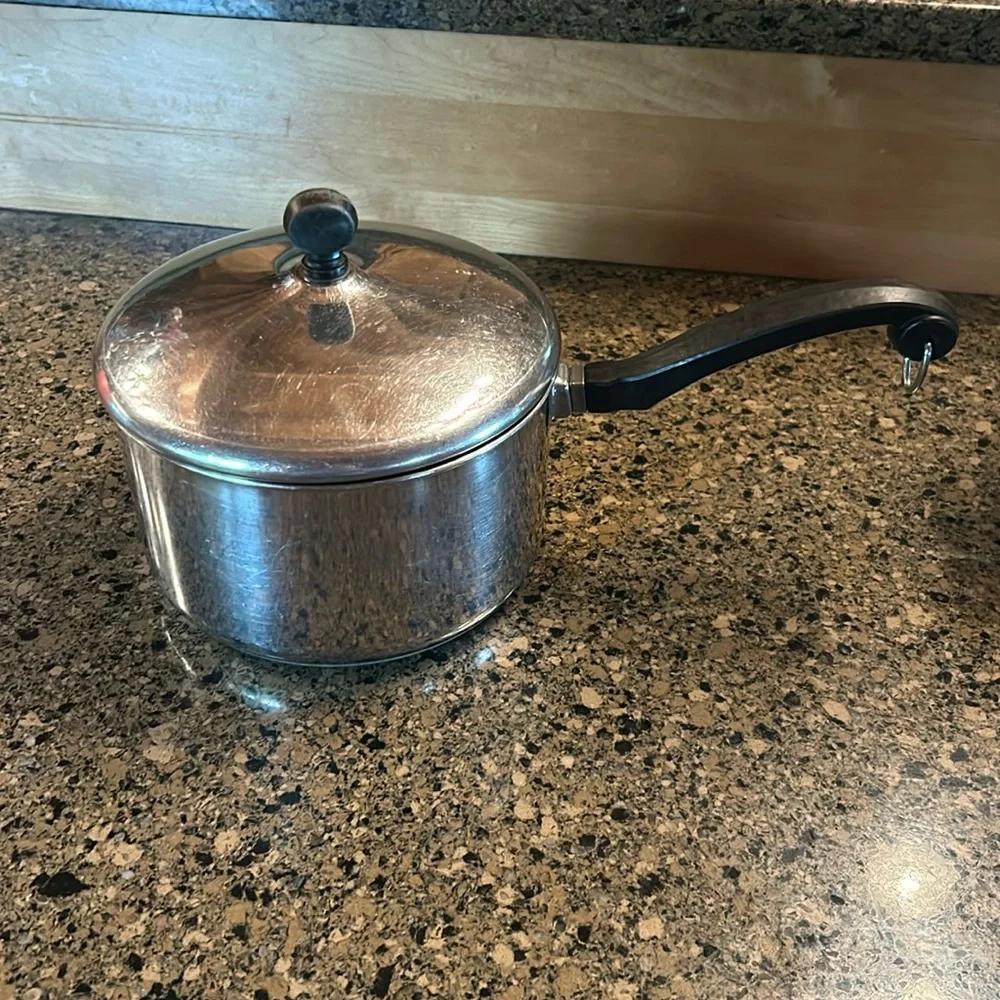 Vintage Farberware 3 Quart Aluminum Clad Stainless Steel Pot with Lid